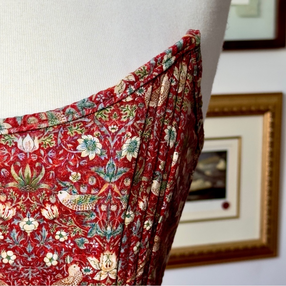 William Morris “Strawberry Thief” Floral Red Corset Top handmade